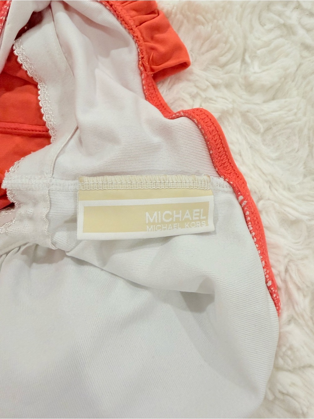 Michael Kors Coral Halter Swim Dress with Gold MK Emblem - Picture 6 of 6